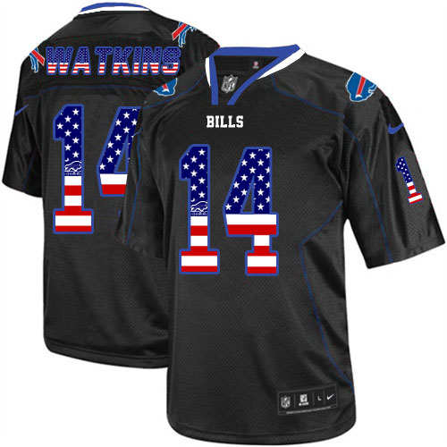 Men's Limited Sammy Watkins Nike Jersey Black - #14 USA Flag Fashion NFL Buffalo Bills